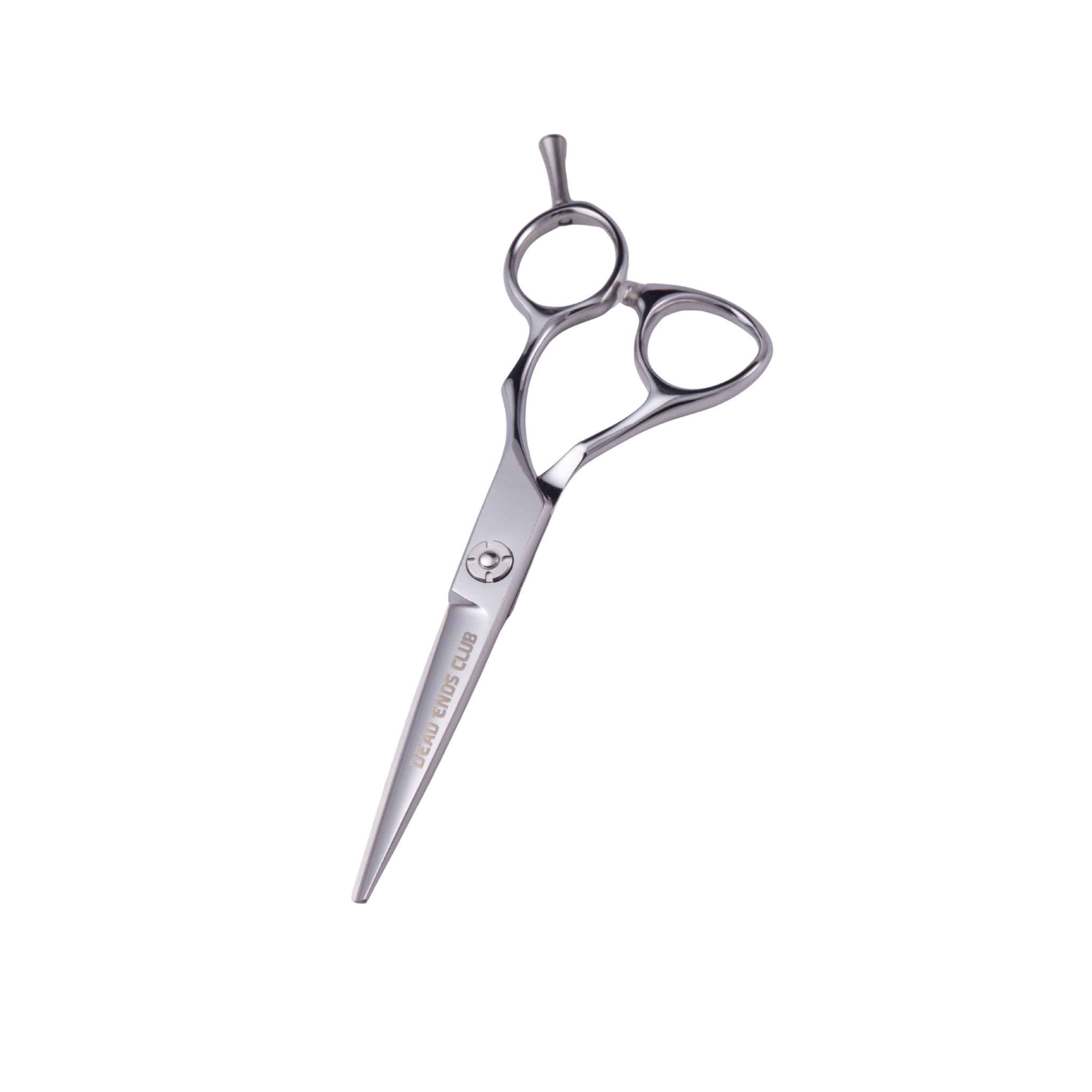 Silver scissors on a white background. Professional VG10 hair cutting scissors for barbers
